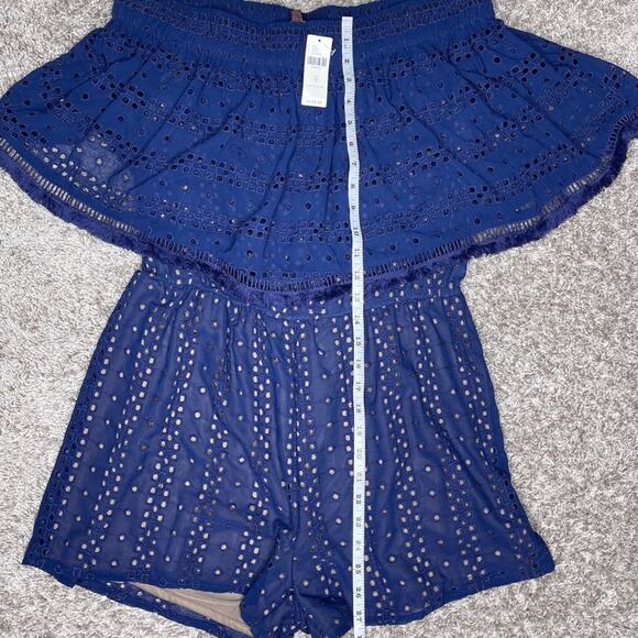 Anthropologie Ranna Gill Tiered Eyelet Off-The-Shoulder Romper Size Medium NEW - Picture 5 of 8